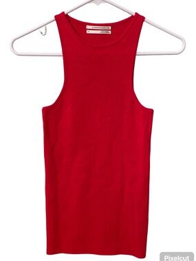Anthropologie Bright Red Ribbed Tank top